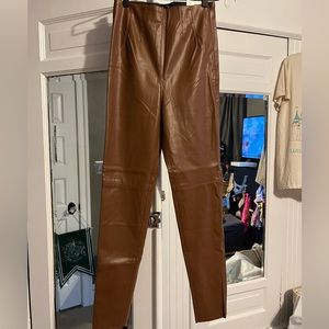 Zara Pleather Hi-Rise Leggings. Size Small. Raw hem